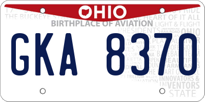 OH license plate GKA8370