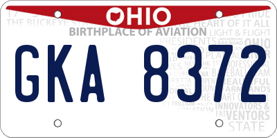 OH license plate GKA8372