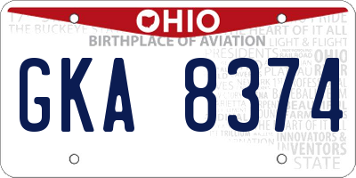 OH license plate GKA8374