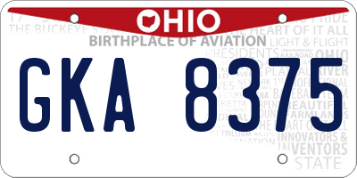 OH license plate GKA8375