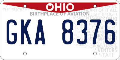 OH license plate GKA8376