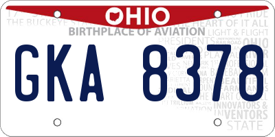 OH license plate GKA8378