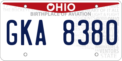 OH license plate GKA8380