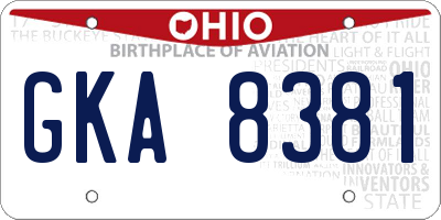 OH license plate GKA8381