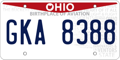 OH license plate GKA8388