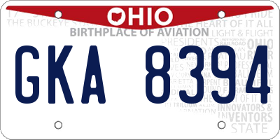 OH license plate GKA8394