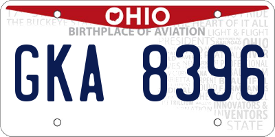 OH license plate GKA8396
