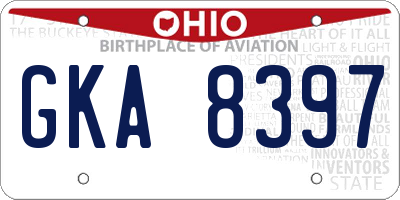 OH license plate GKA8397