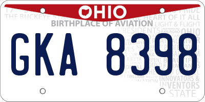 OH license plate GKA8398