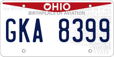 OH license plate GKA8399