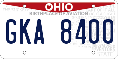 OH license plate GKA8400
