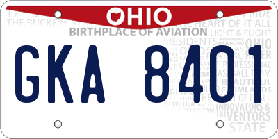 OH license plate GKA8401