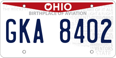 OH license plate GKA8402