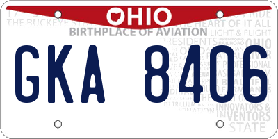 OH license plate GKA8406