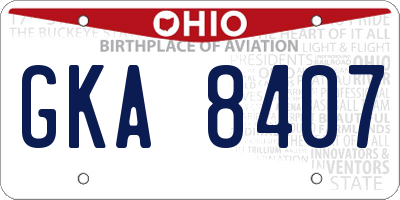 OH license plate GKA8407