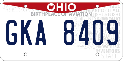 OH license plate GKA8409