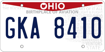 OH license plate GKA8410