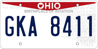 OH license plate GKA8411