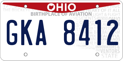 OH license plate GKA8412