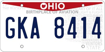 OH license plate GKA8414