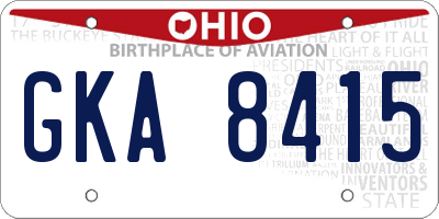 OH license plate GKA8415