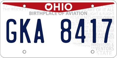 OH license plate GKA8417