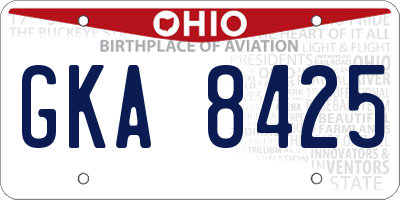 OH license plate GKA8425