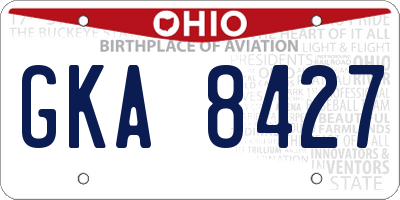 OH license plate GKA8427