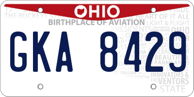 OH license plate GKA8429
