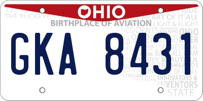 OH license plate GKA8431