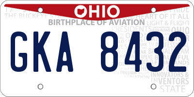 OH license plate GKA8432