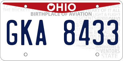 OH license plate GKA8433