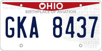 OH license plate GKA8437