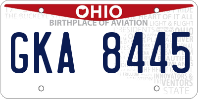 OH license plate GKA8445