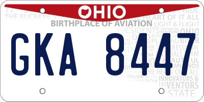 OH license plate GKA8447