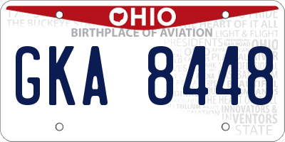OH license plate GKA8448