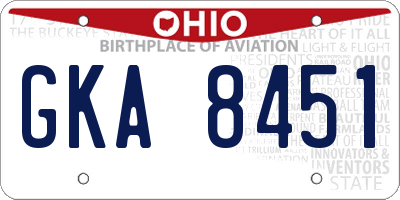 OH license plate GKA8451