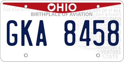 OH license plate GKA8458
