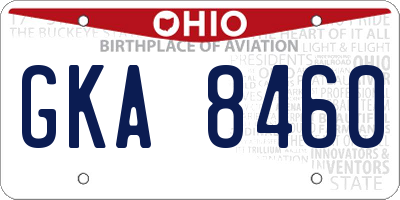 OH license plate GKA8460