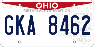 OH license plate GKA8462