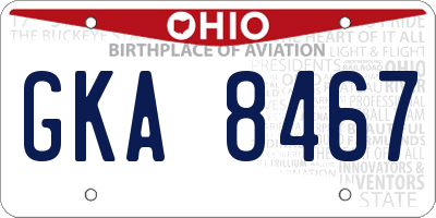 OH license plate GKA8467