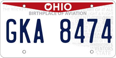 OH license plate GKA8474