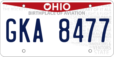OH license plate GKA8477