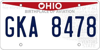 OH license plate GKA8478