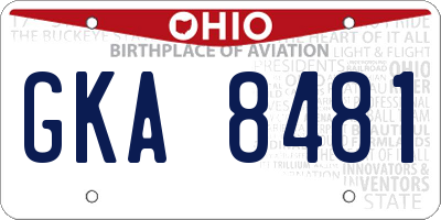 OH license plate GKA8481