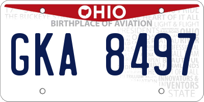 OH license plate GKA8497