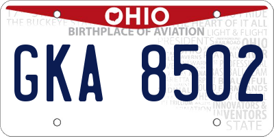 OH license plate GKA8502
