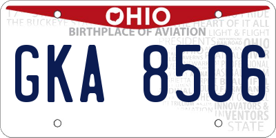 OH license plate GKA8506
