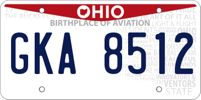 OH license plate GKA8512