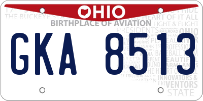 OH license plate GKA8513